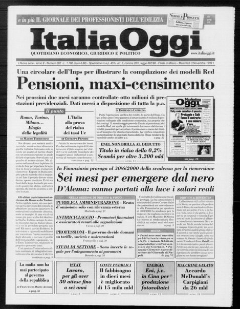 Italia oggi : quotidiano di economia finanza e politica